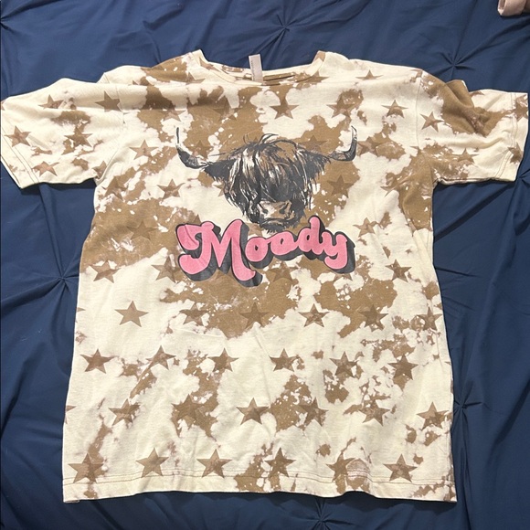 Women's Star Print Tee - Cream and Brown - Picture 1 of 1